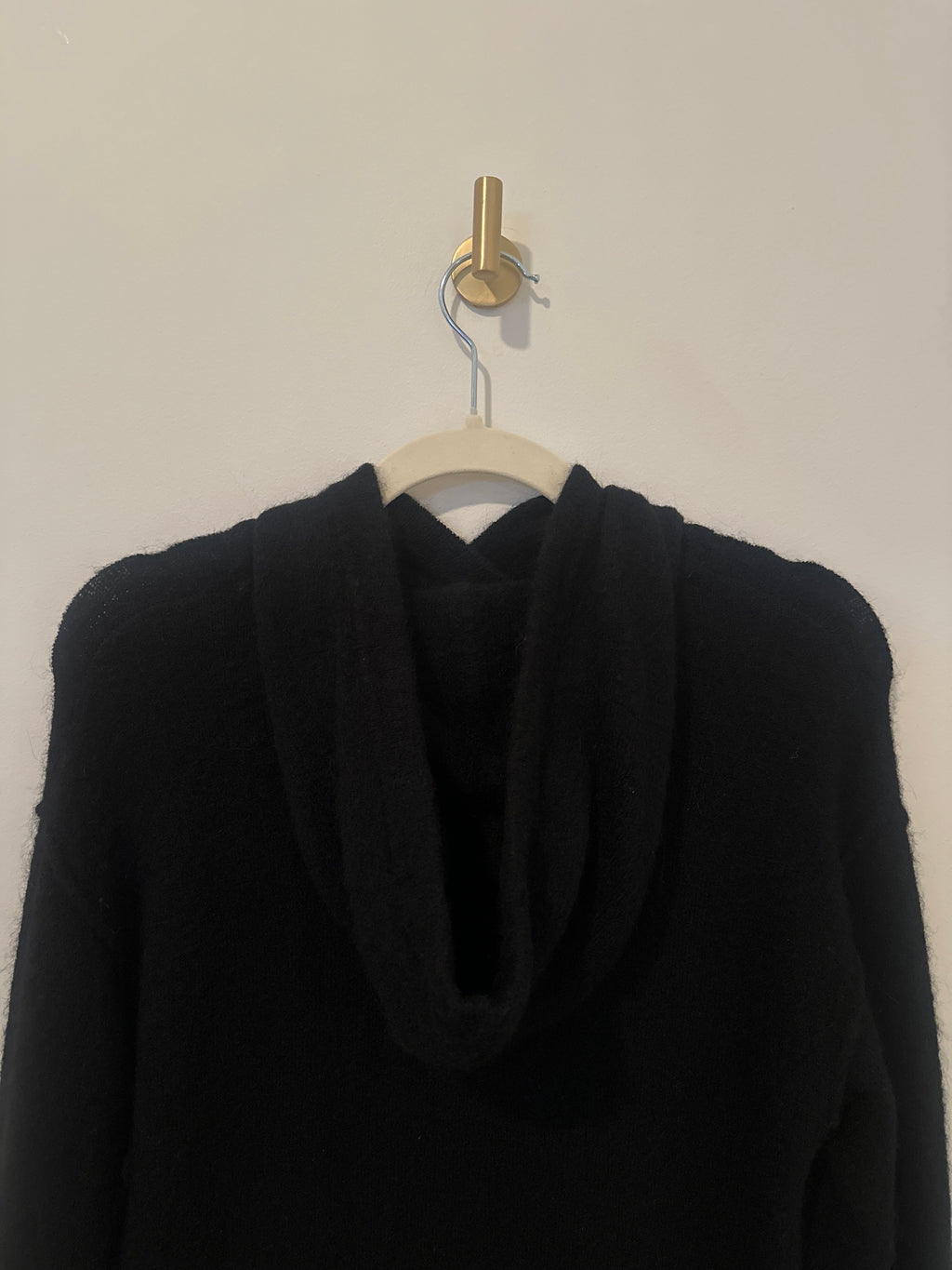 WILFRED FREE OVERSIZE BLACK ALPACA WOOL HOODIE DRESS XXS