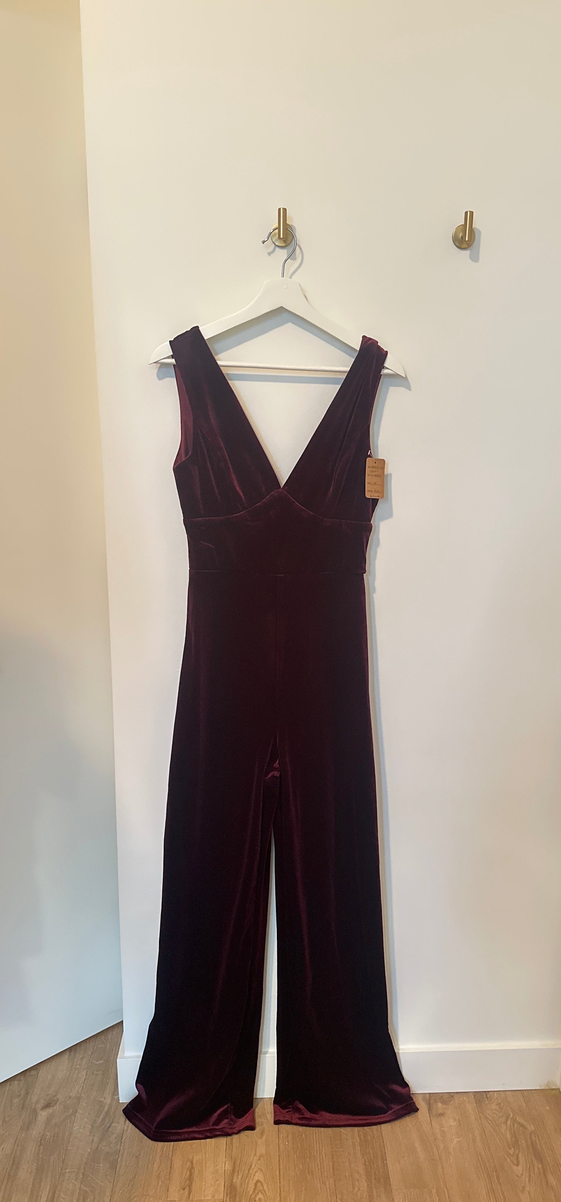Lulus Burgundy Velvet V-Neck Jumpsuit