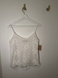White Zara Basic Spaghetti Strap Embroidered Camisole