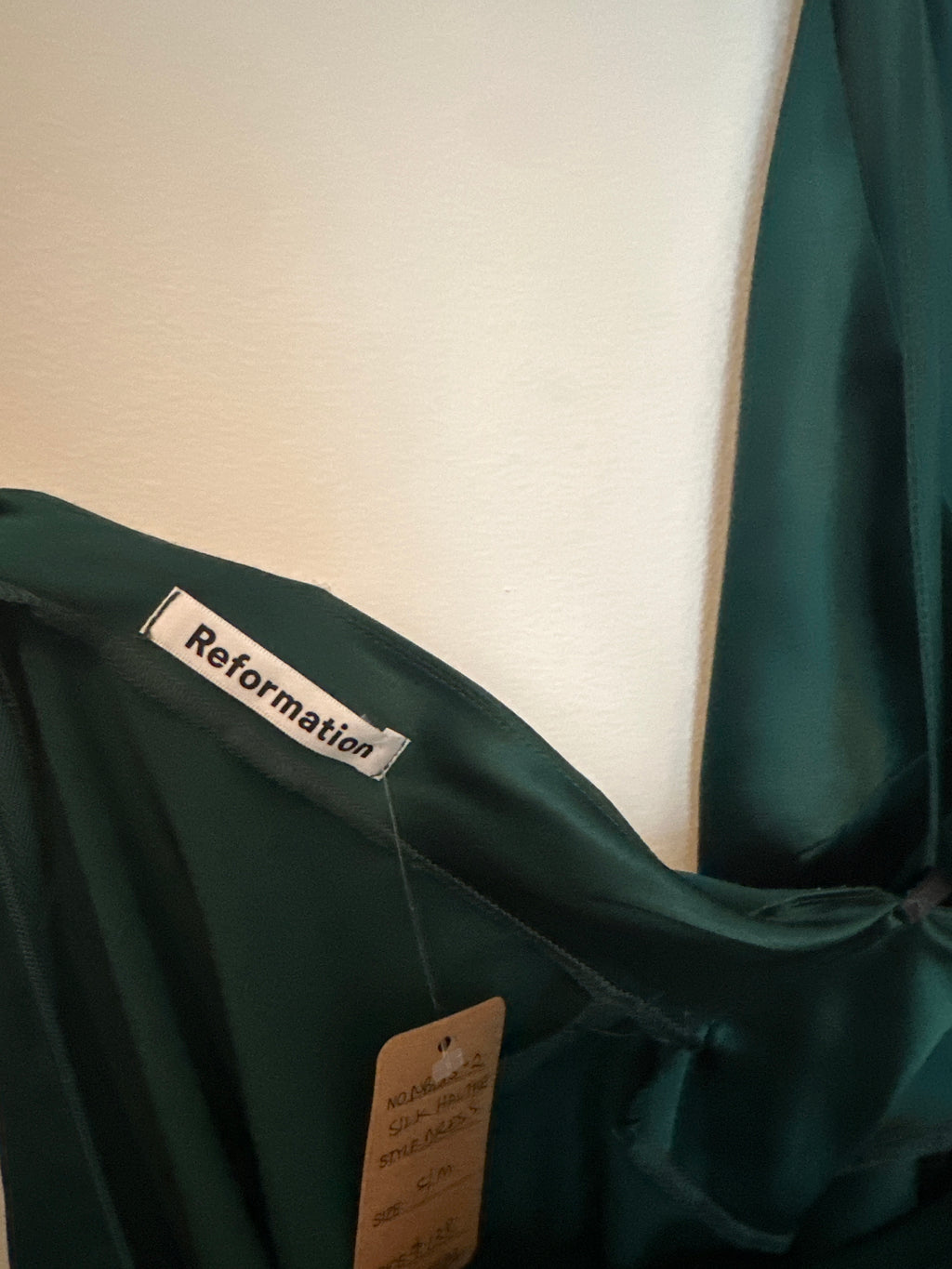 Reformation Dark Emerald Halter Dress Medium