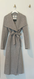 BABATON Wool Light Grey Shawl Collar Wrap Coat Medium