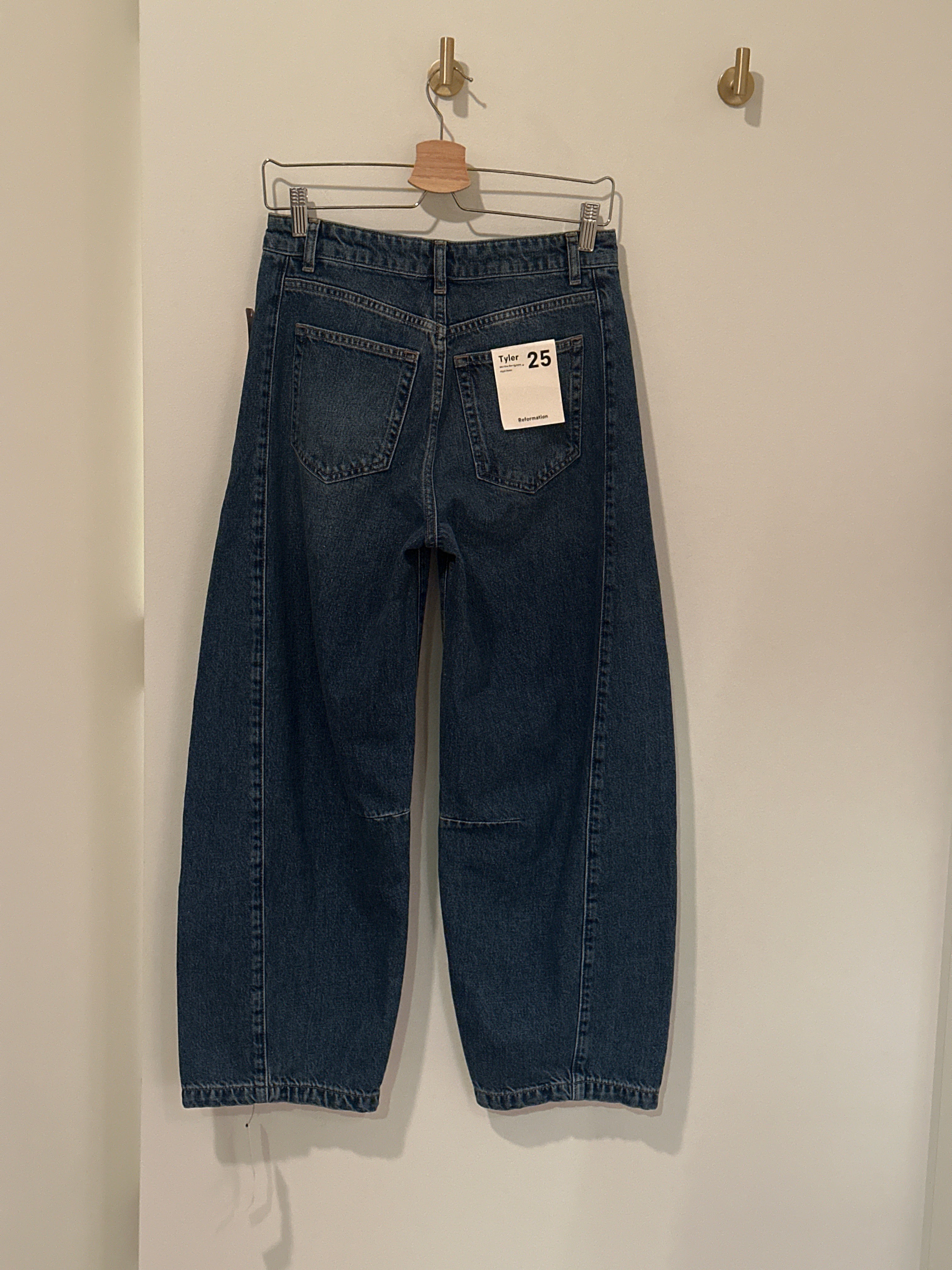 REFORMATION DENIM MID RISE BARREL JEANS RIGID DENIM 'TYLER' SIZE 25