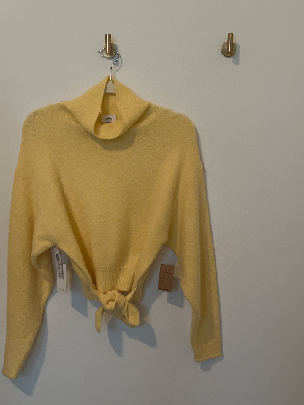 Wilfred Butter Yellow Long Sleeve Mock Turtle Neck Sweater