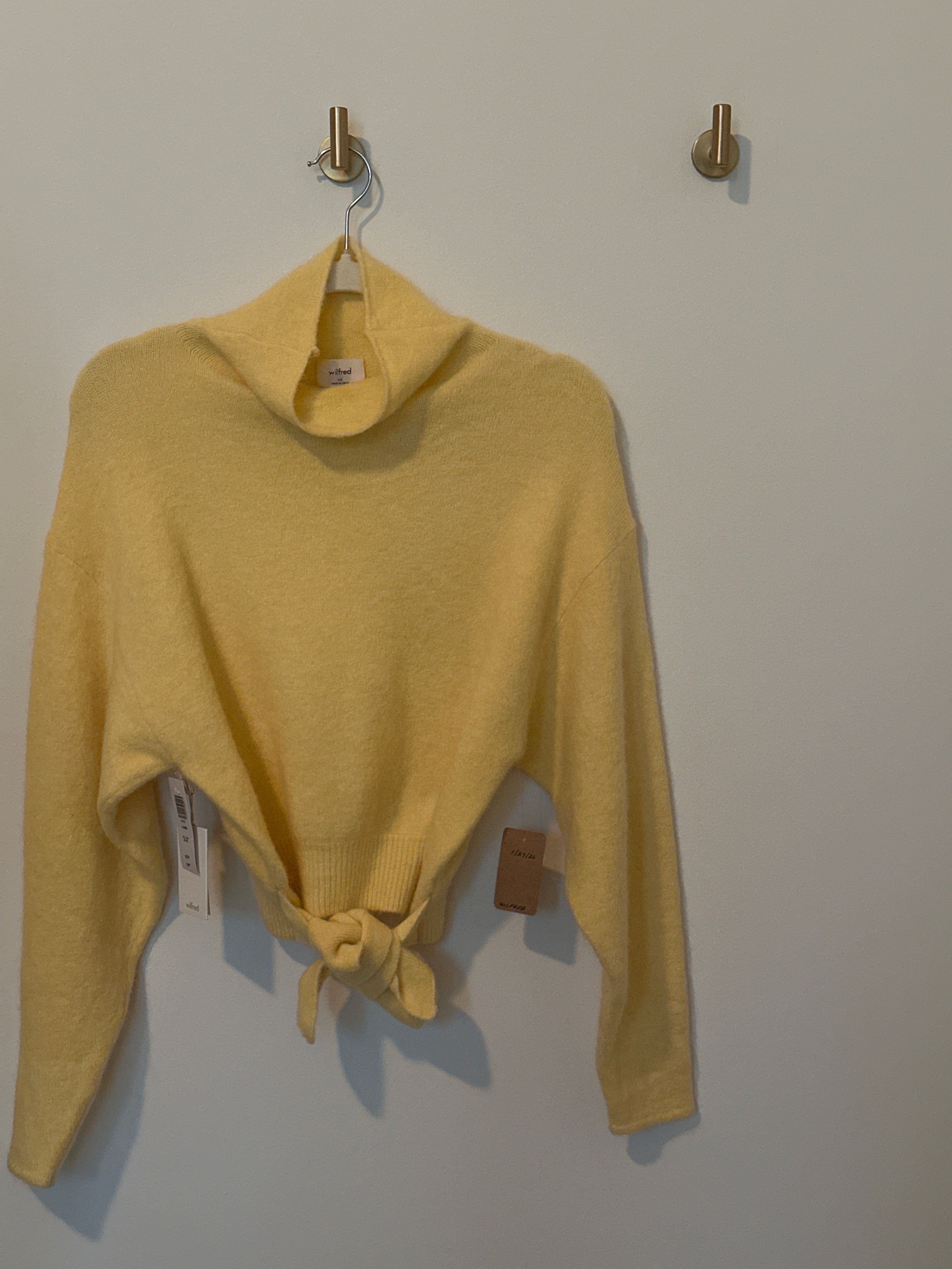 Wilfred Butter Yellow Long Sleeve Mock Turtle Neck Sweater