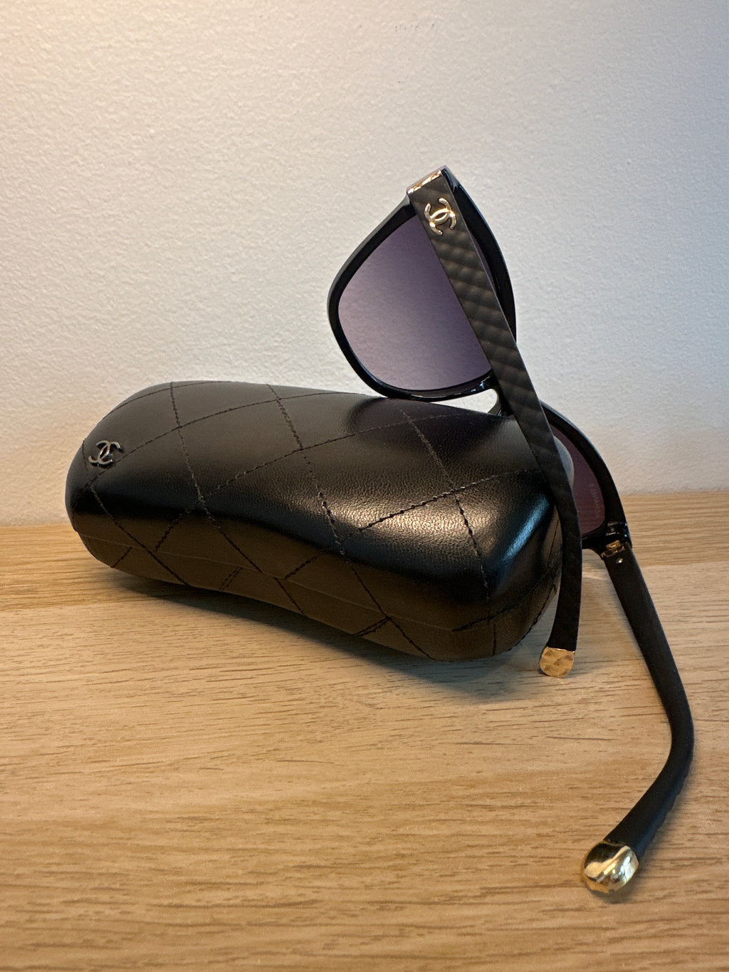 CHANEL Quilted Arm Cat-Eye Sunglasses + Case 5330 c.501/S8
