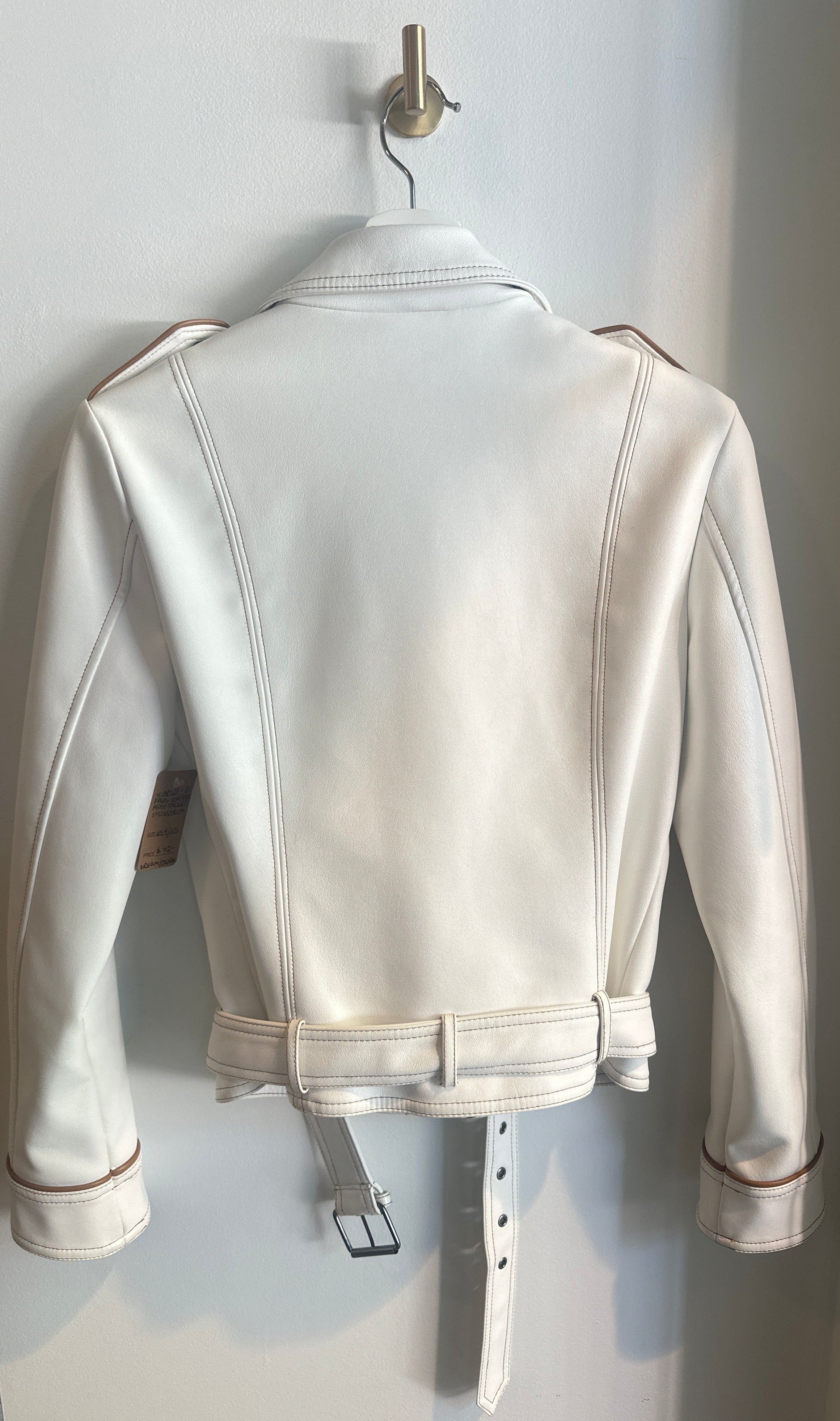 Sisley Cream Moto Jacket |Size 40/US 4
