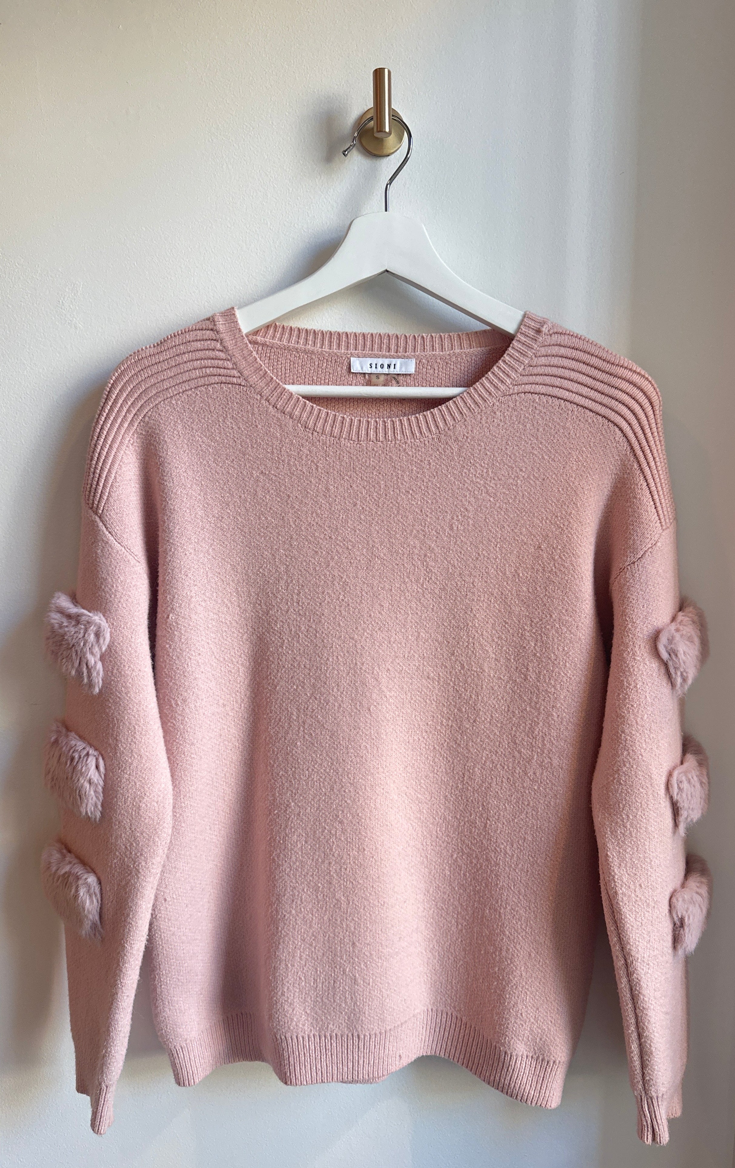 SIONI Blush Pom-Detail Sweater Size Small