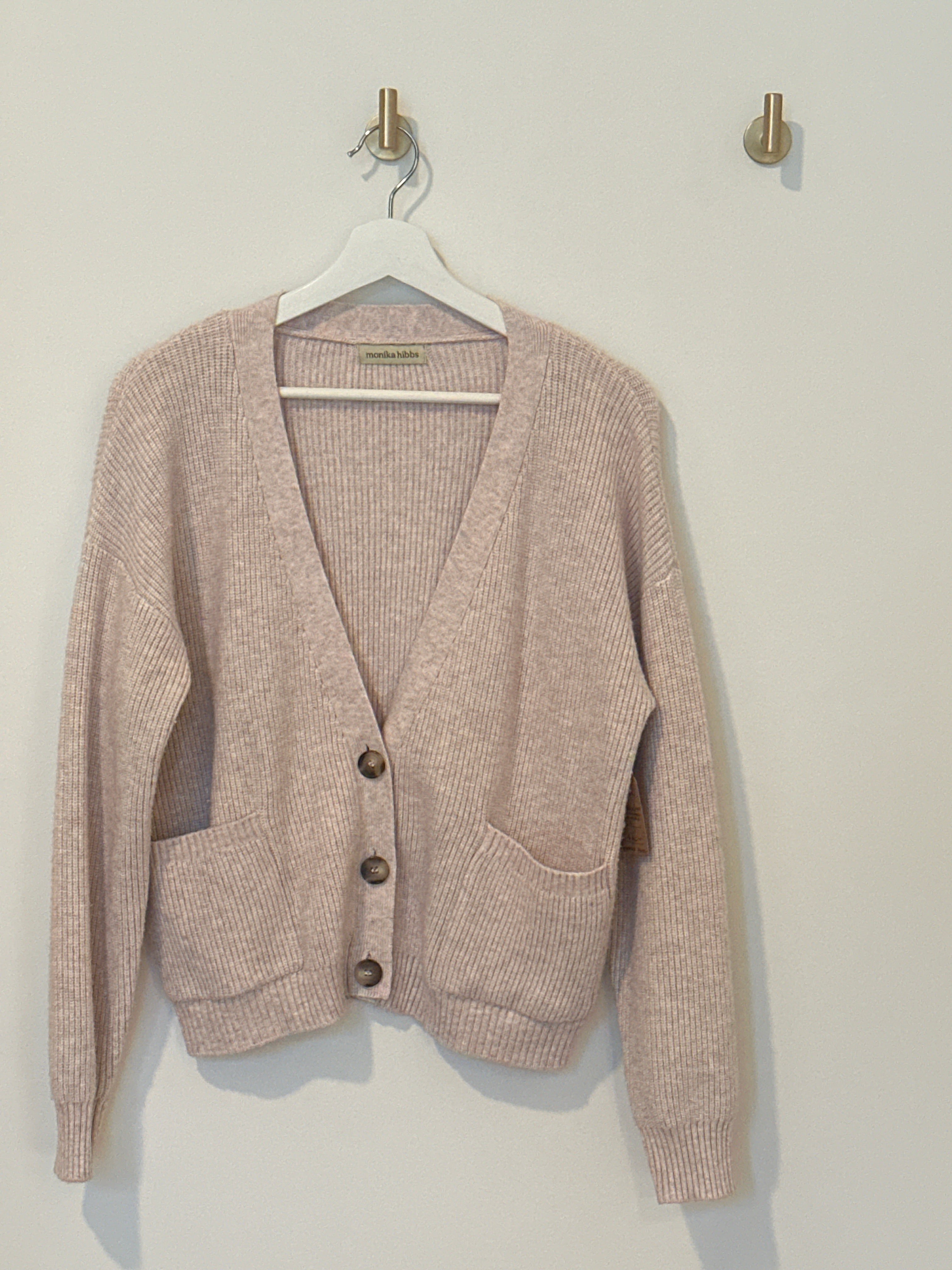 monika hibbs Rib Knit V-neck Cardigan