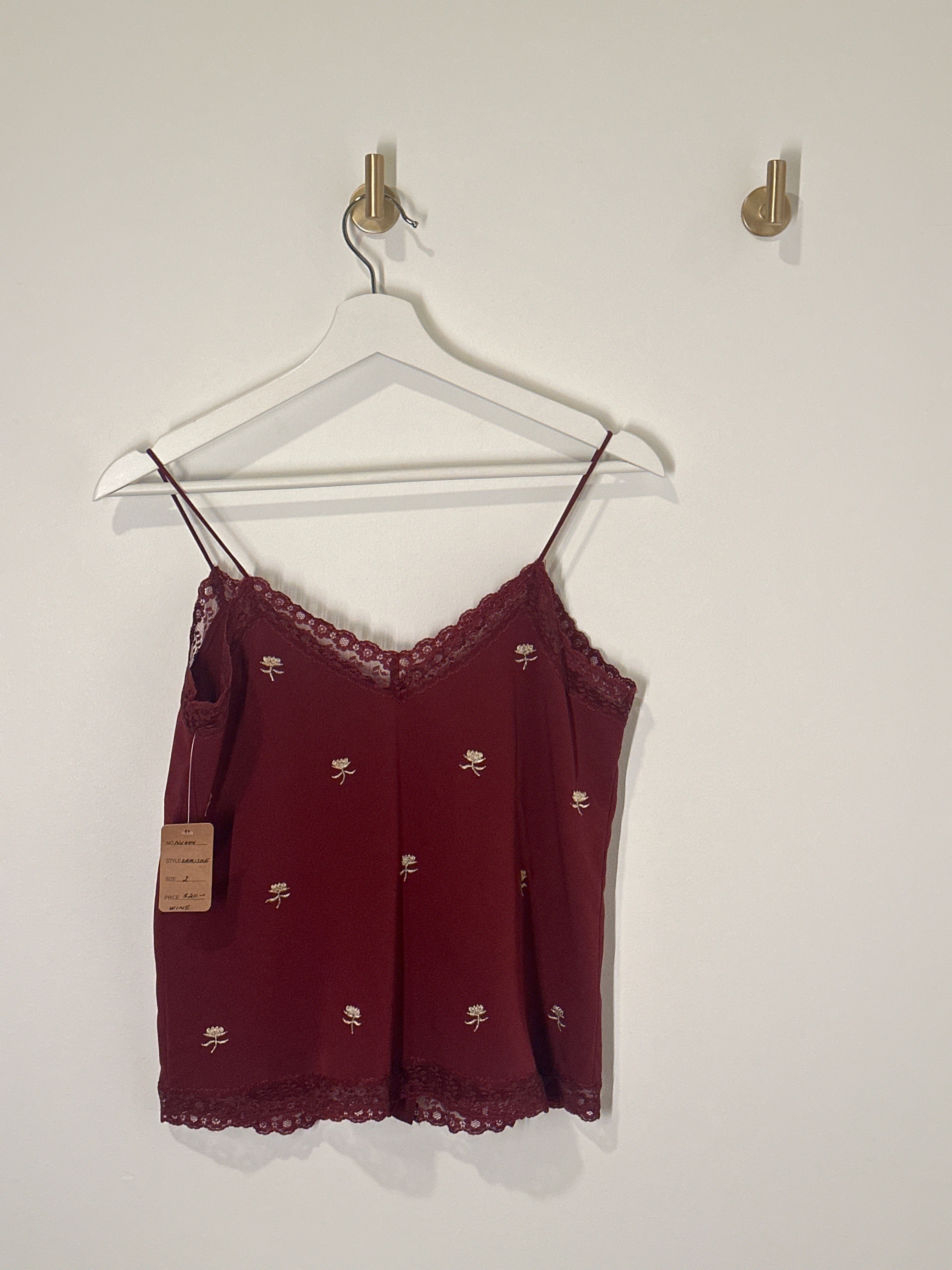 TOPSHOP Embroidered Lace Trimmed Camisole