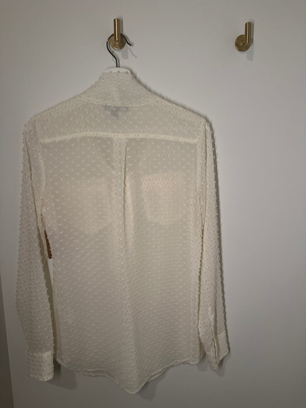 Cream Banana Republic Swiss Dot Tie Collar Blouse