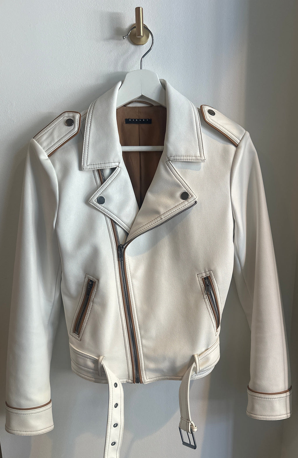 Sisley Cream Moto Jacket |Size 40/US 4