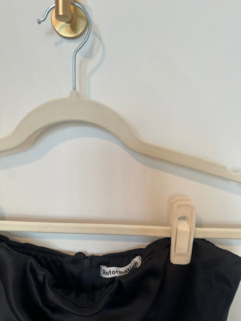 Reformation Strapless Full Length Black Silk Dress Small