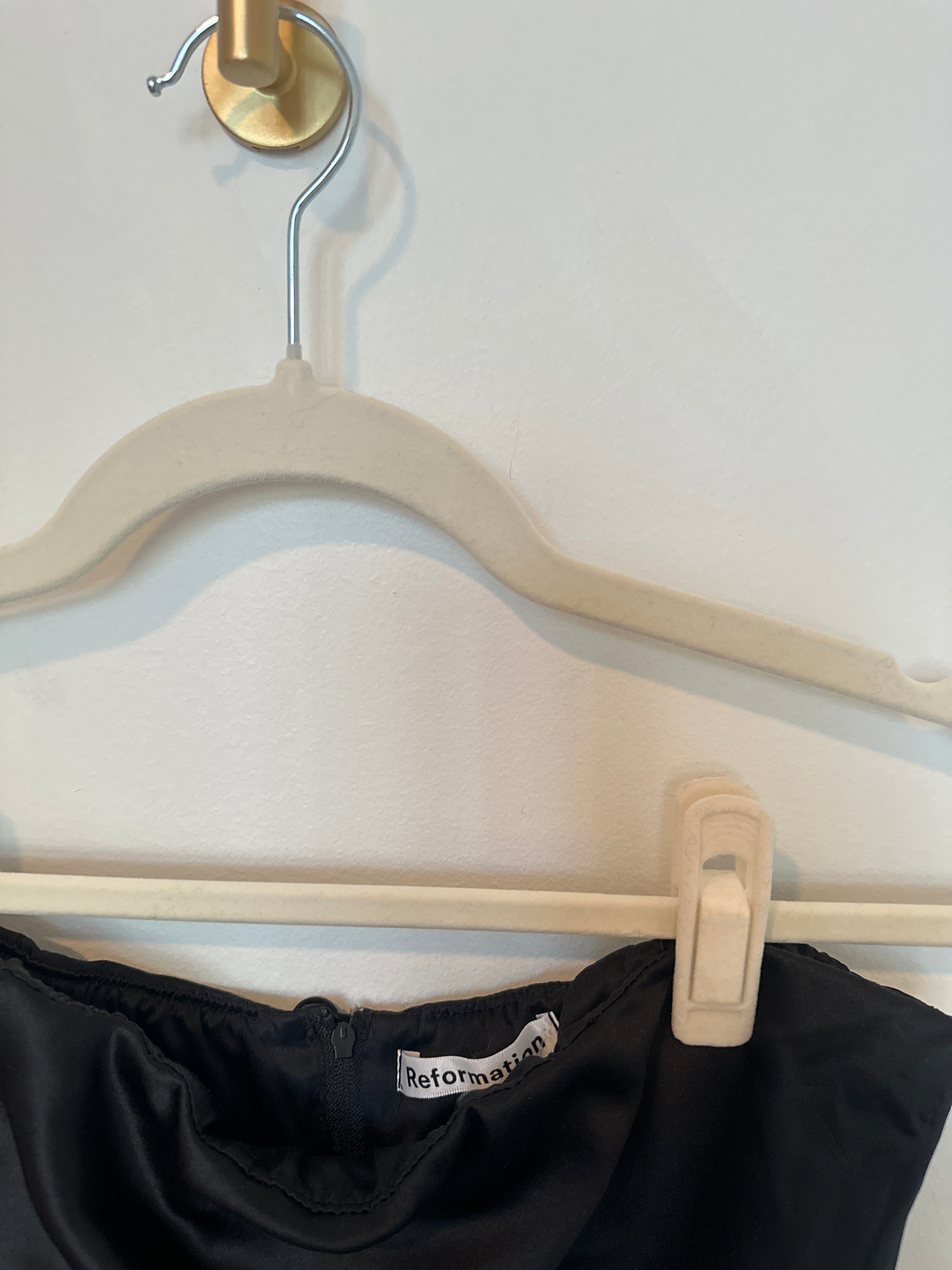 Reformation Strapless Full Length Black Silk Dress Small