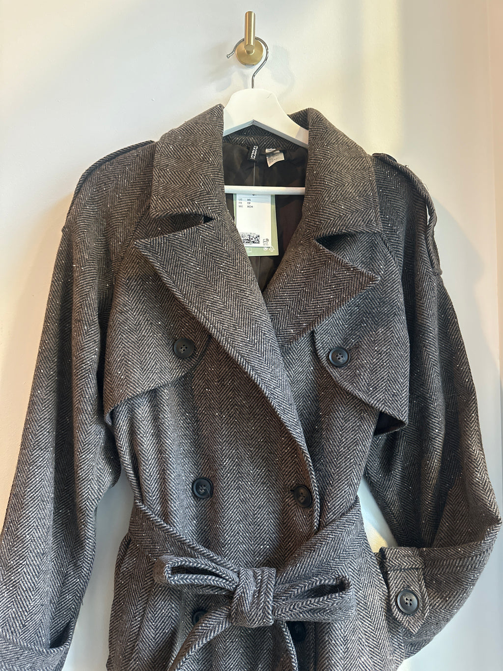 H&M Chocolate Brown Tweed Coat – Size XS (BNWT) - fits S/M frame
