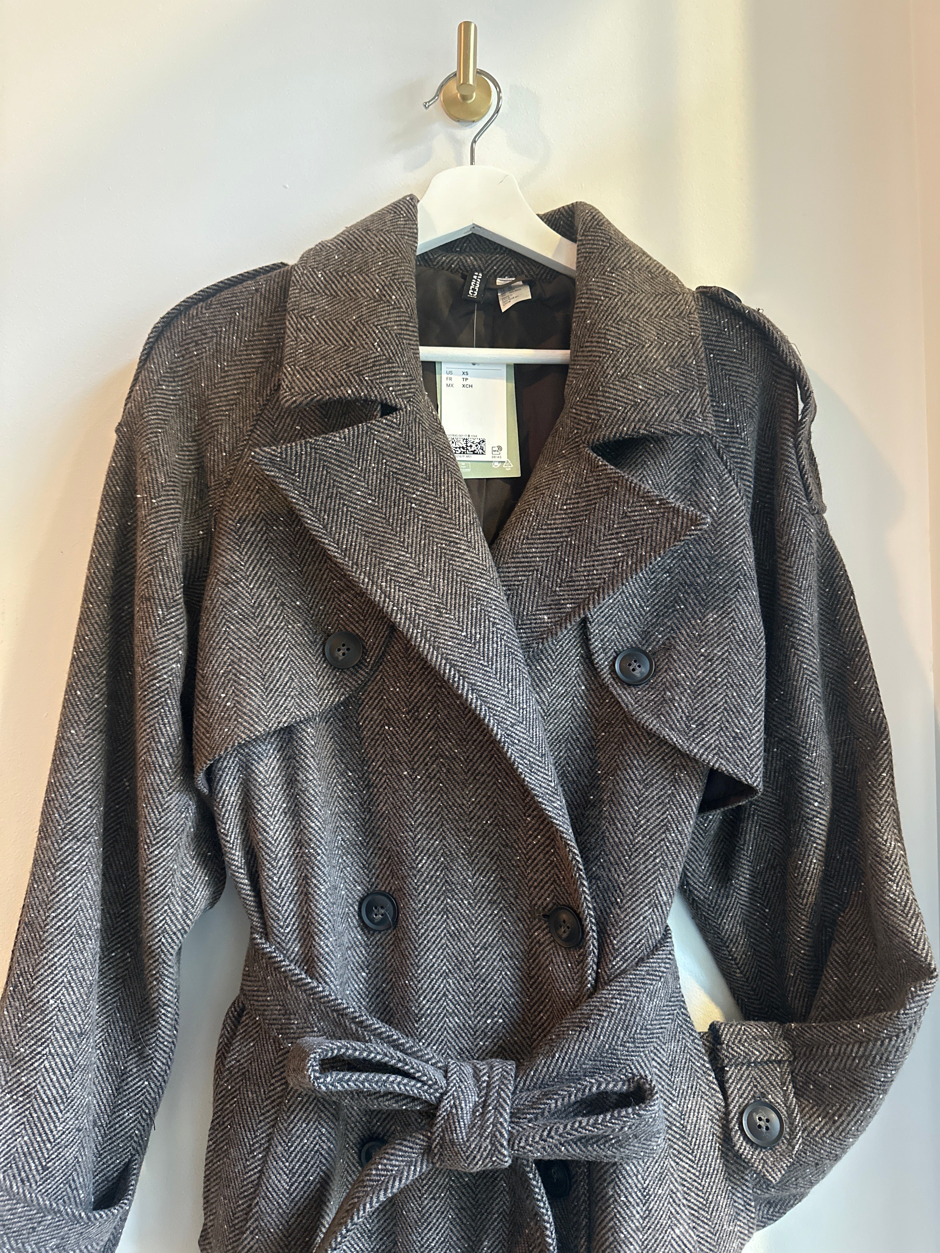 H&M Chocolate Brown Tweed Coat – Size XS (BNWT) - fits S/M frame