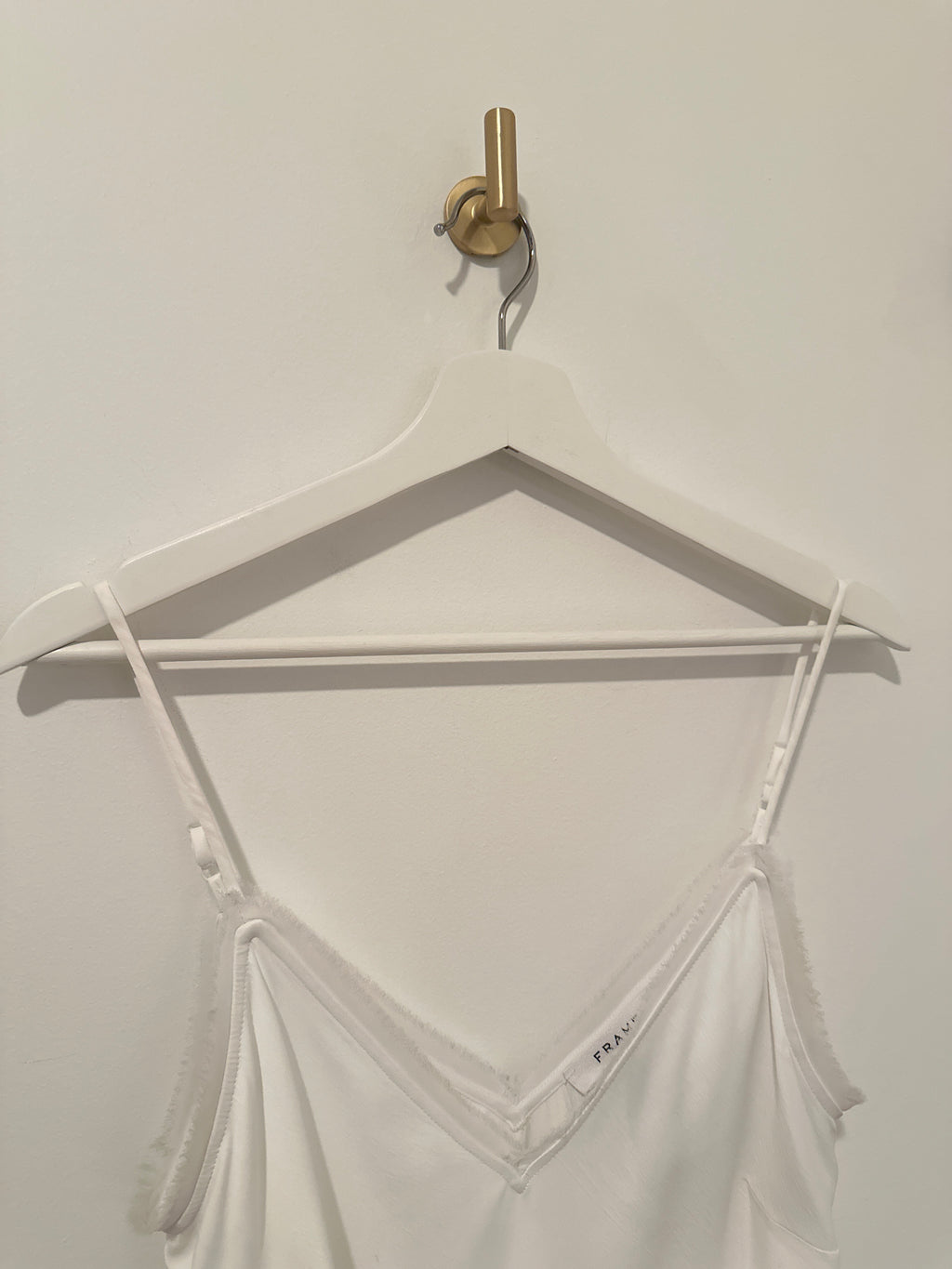 FRAME White Frayed Trim Spaghetti Strap Silky Camisole Small
