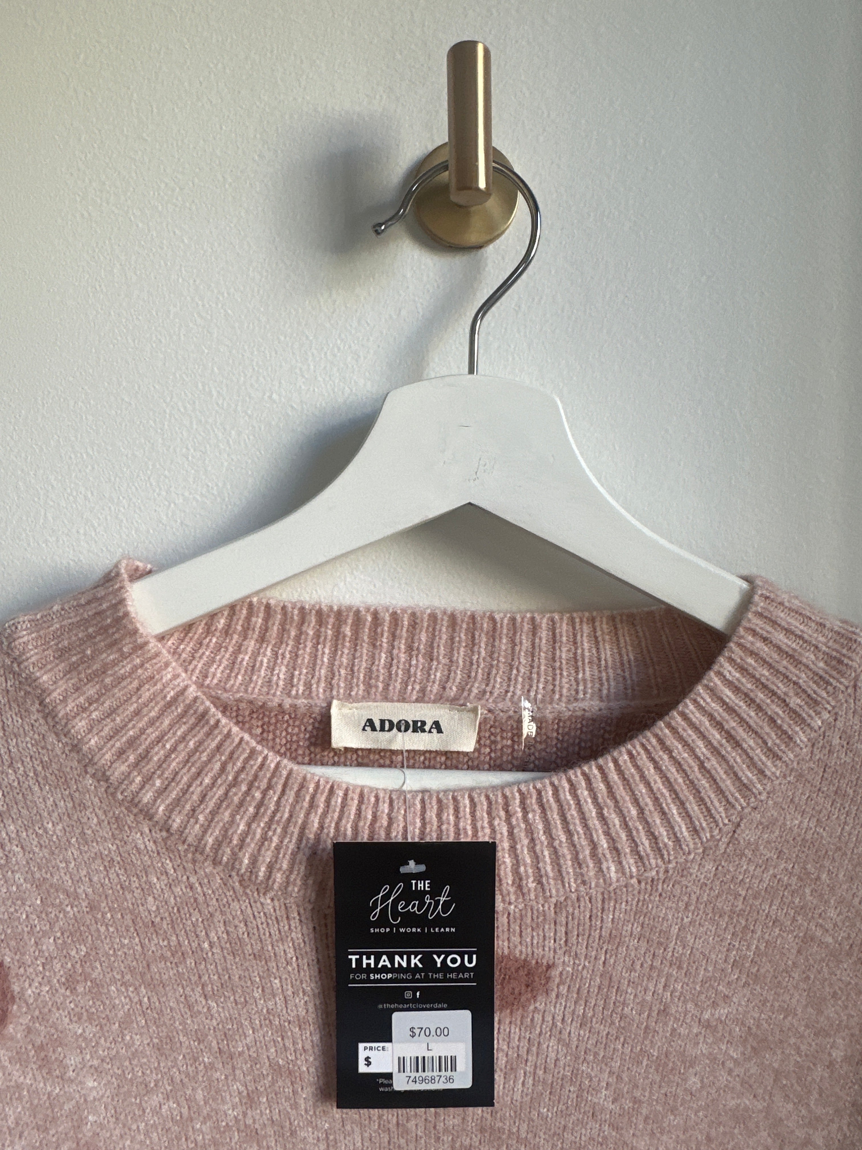 ADORA Heart Pattern Knit Sweater – Size Large