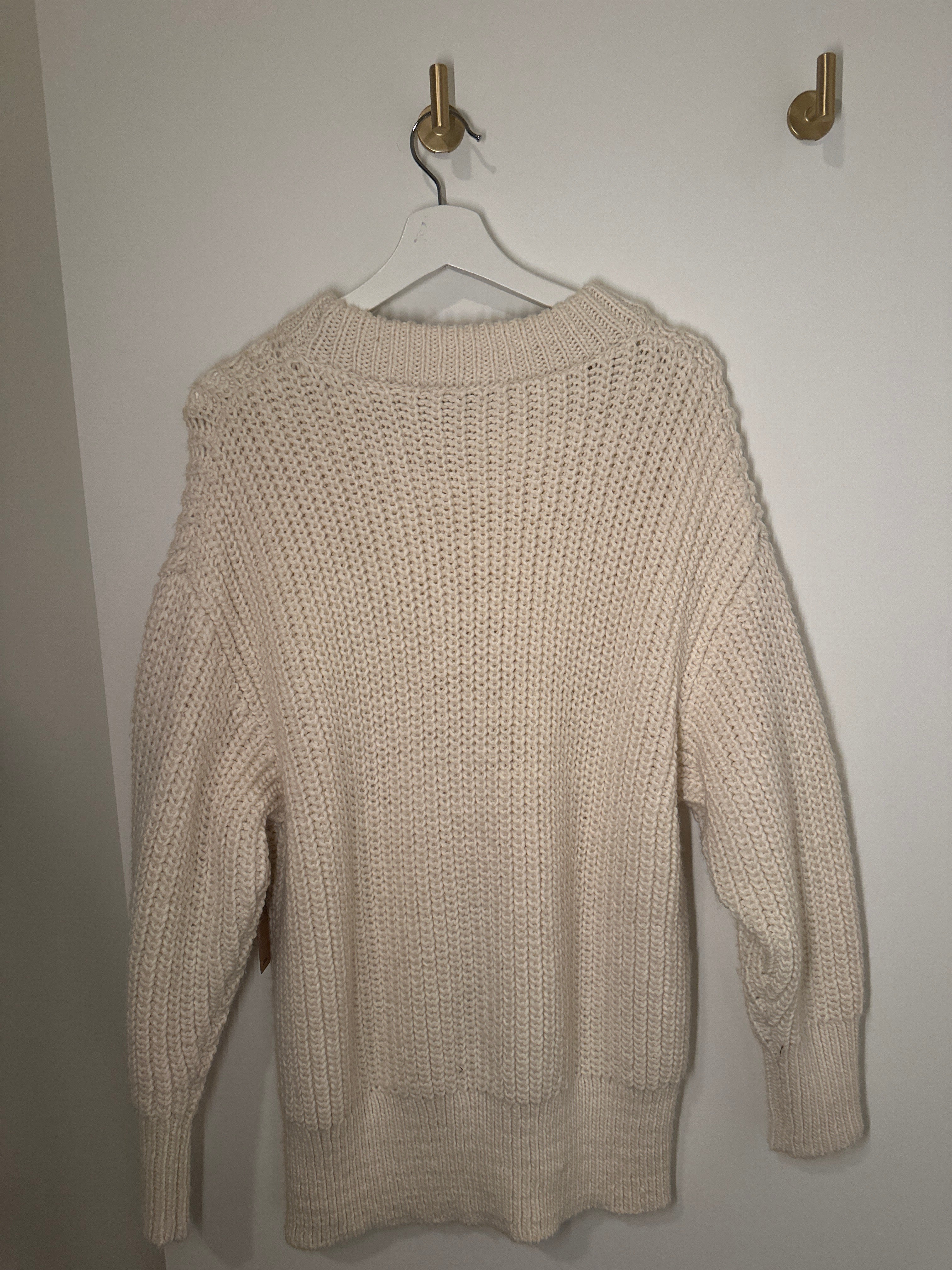 Cream Zara Oversized Chunky Knit Sweater