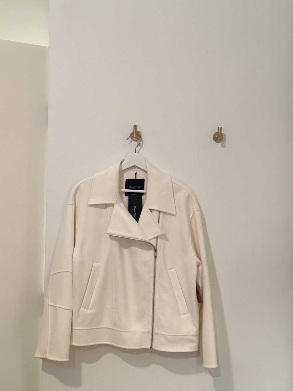MASSIMO DUTTI OVERSIZE CREAM WOOL BOMBER XS