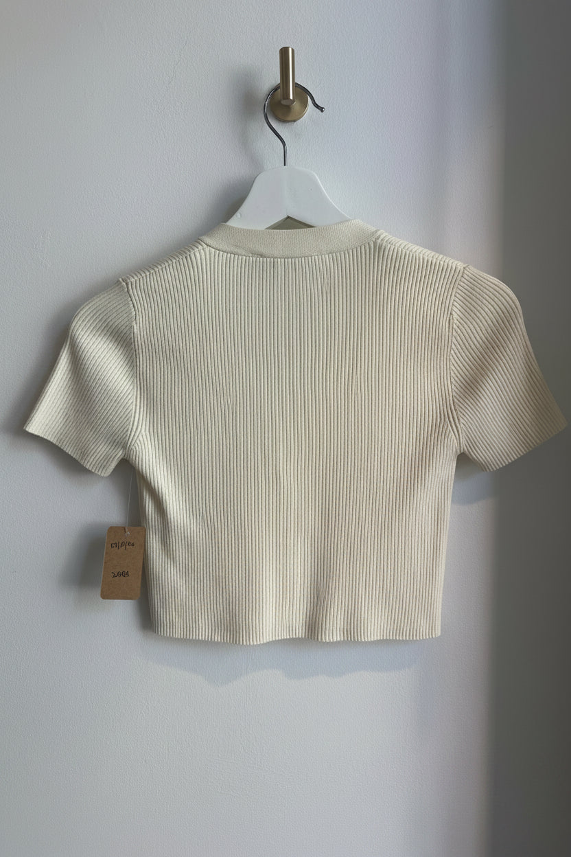 ZARA Ribbed Knit Cropped Cardigan – Butter Yellow - XS