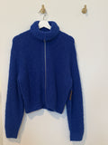 wilfred free Royal Blue Chunky Knit Zip Front Long Sleeve Cardigan