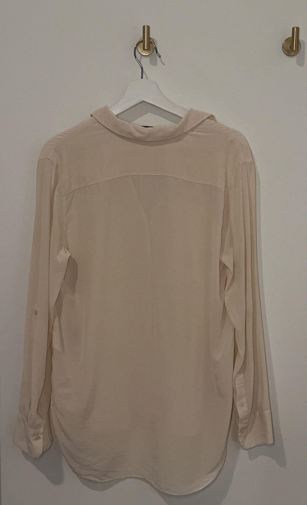 BABATON Cream Long Sleeve Silk Blouse Small