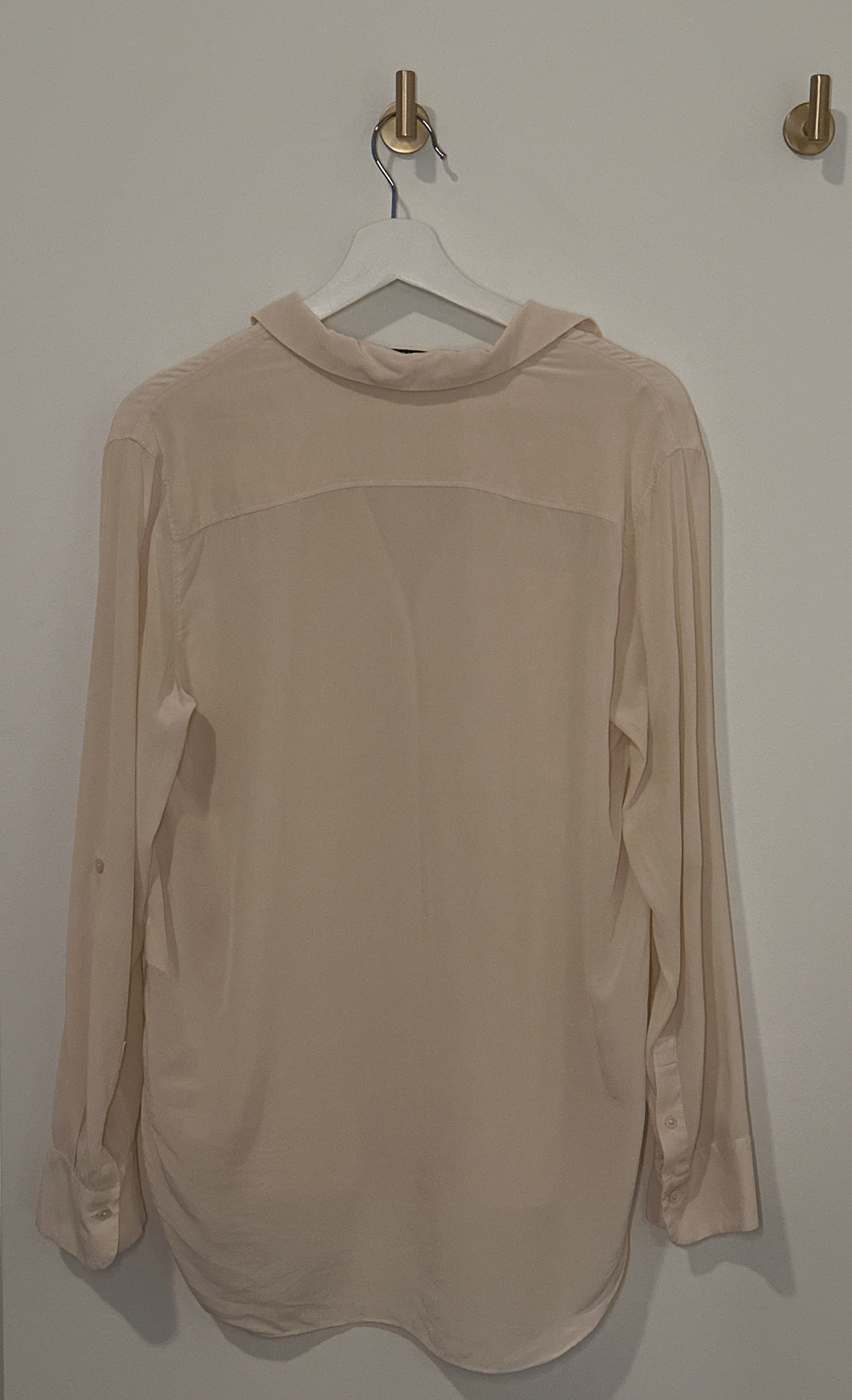 BABATON Cream Long Sleeve Silk Blouse Small