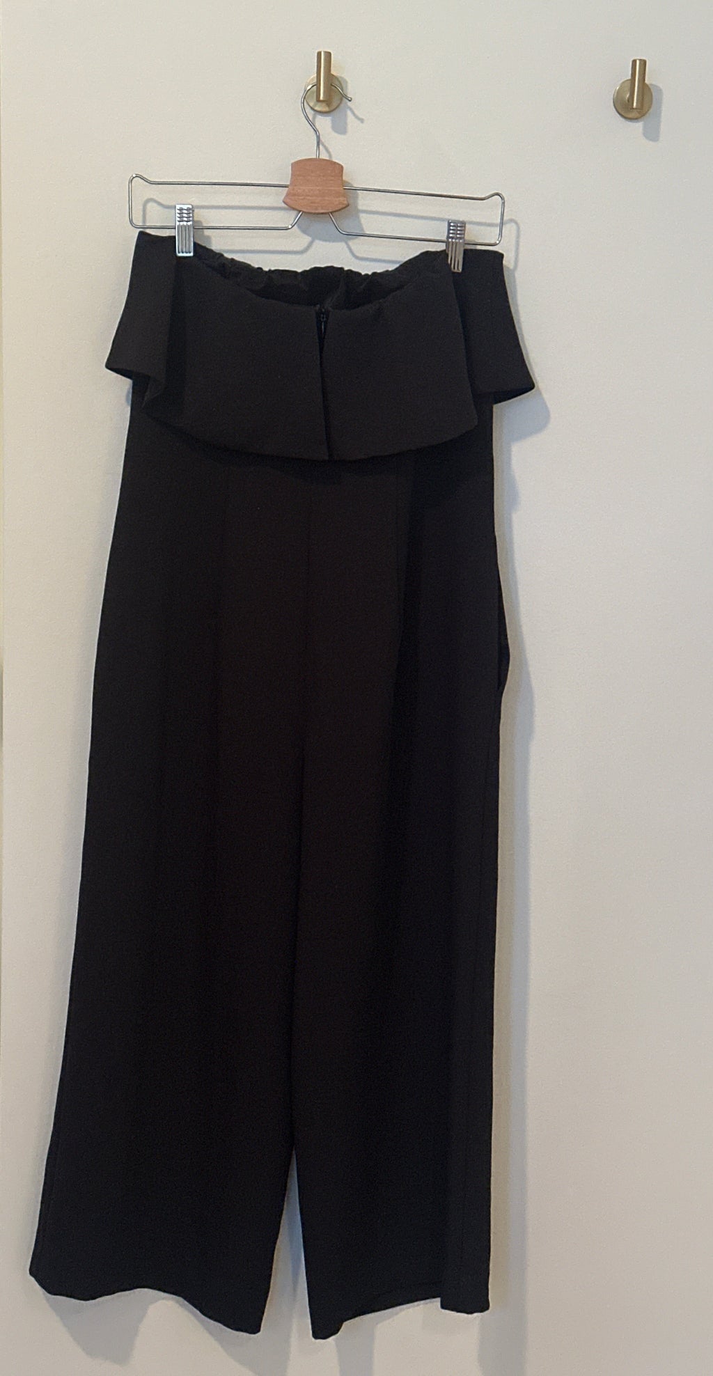 BABATON Ruffled Bodice Strapless Black Jumpsuit