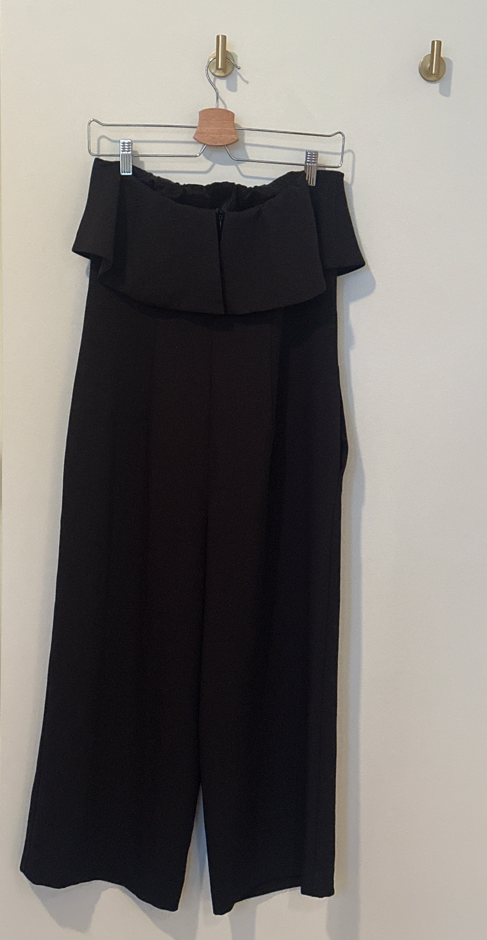 BABATON Ruffled Bodice Strapless Black Jumpsuit