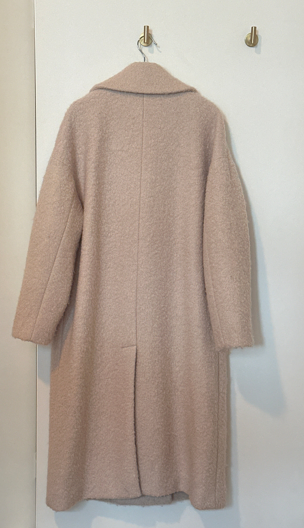 Anthropologie Beige Bouclé Double Breasted Cocoon Teddy Coat Medium