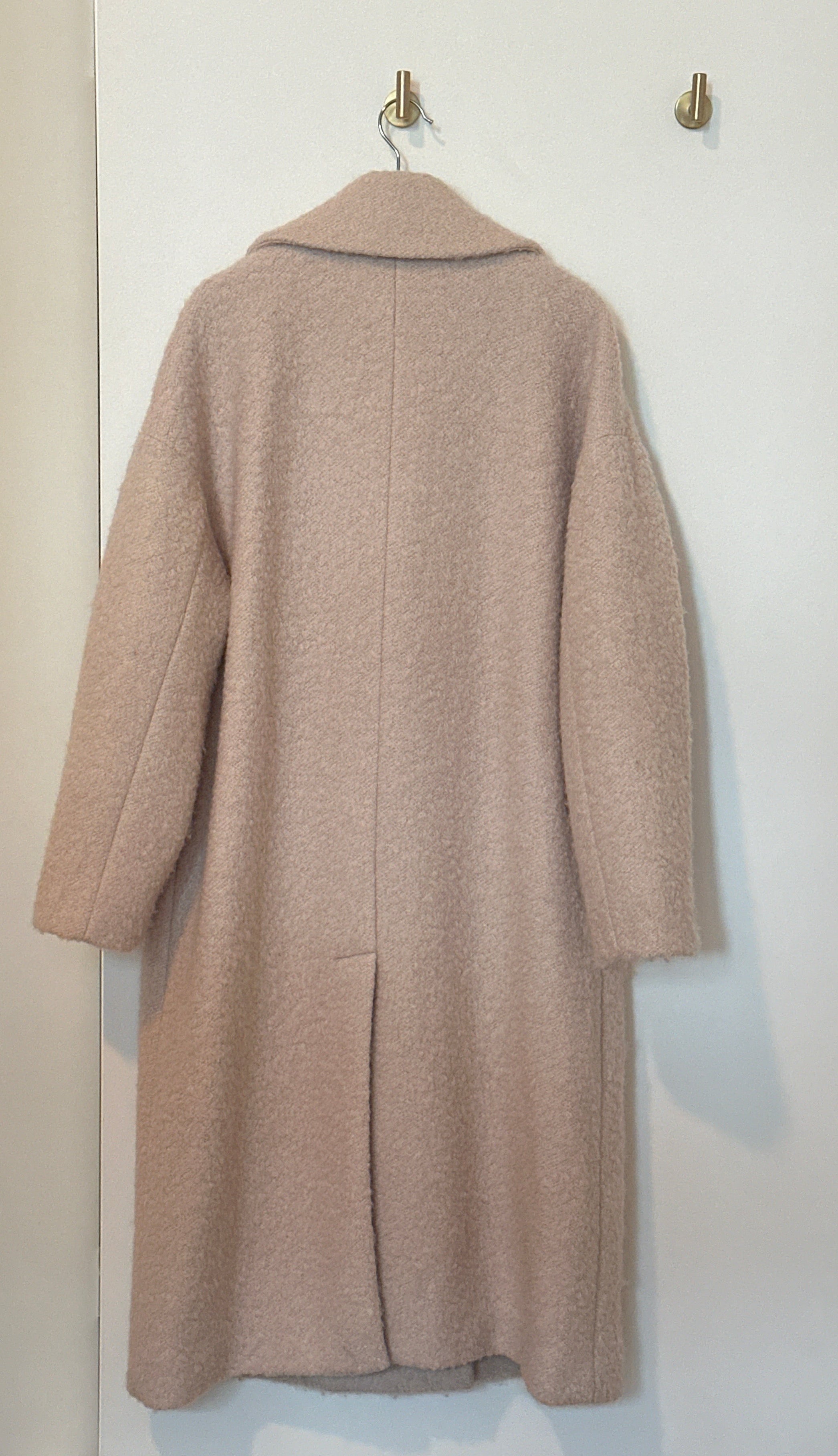 Anthropologie Beige Bouclé Double Breasted Cocoon Teddy Coat Medium