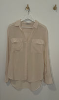 BABATON Cream Long Sleeve Silk Blouse Small