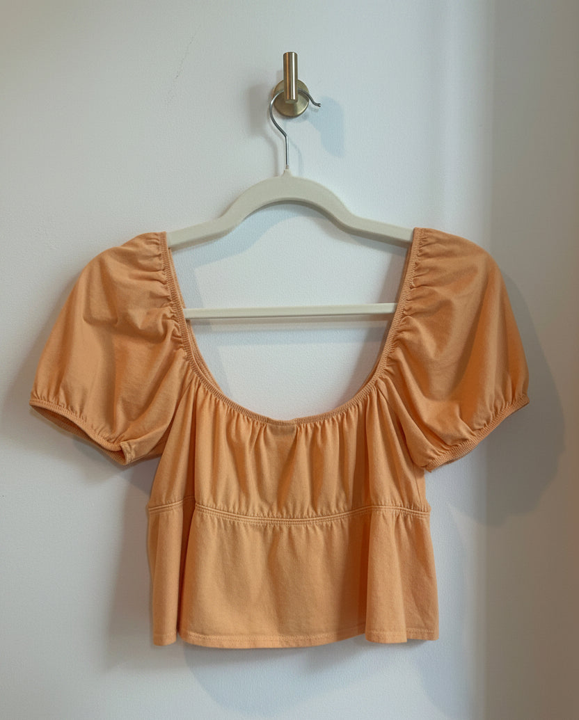 SUNDAY BEST Tie-Front Peasant Top — Size S
