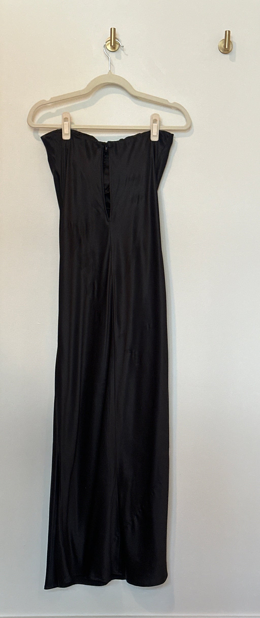 Reformation Strapless Full Length Black Silk Dress Small
