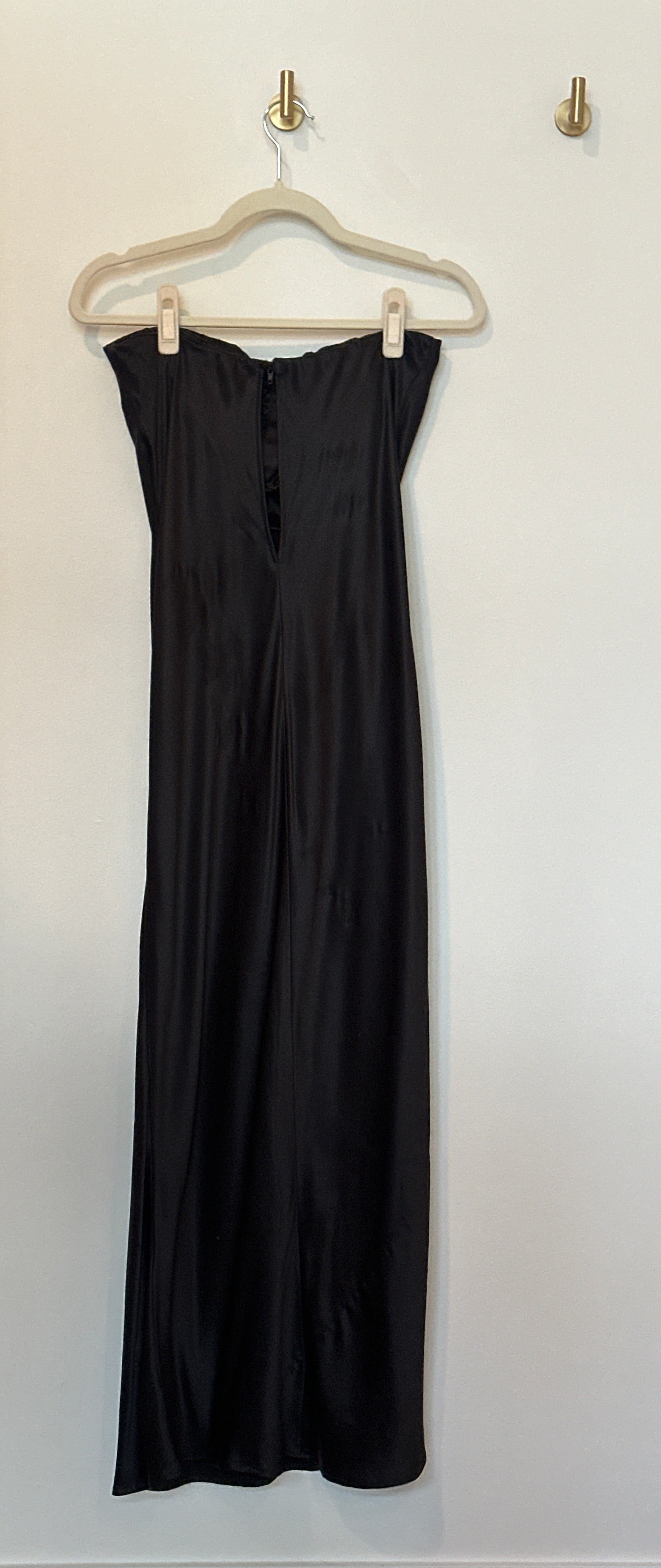 Reformation Strapless Full Length Black Silk Dress Small