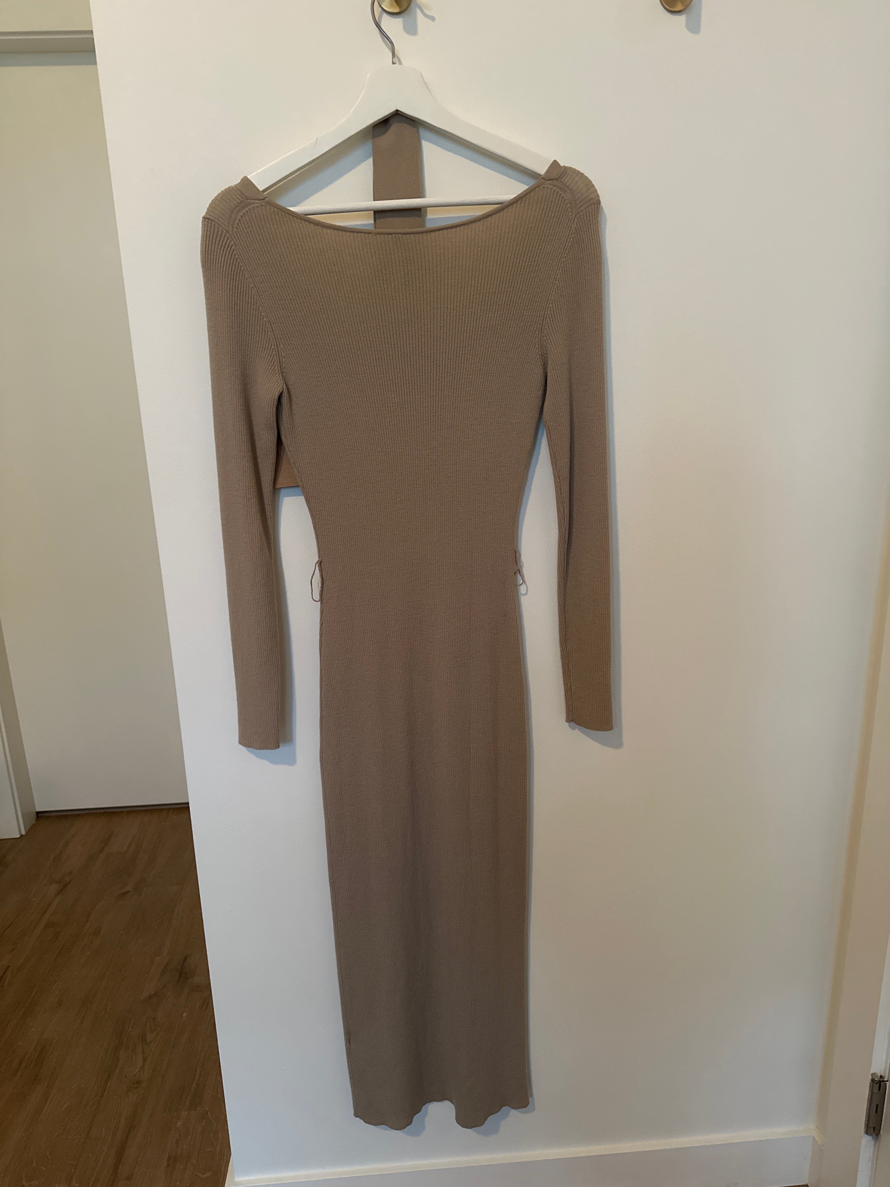 BABATON Ribbed Tan Sweater Dress