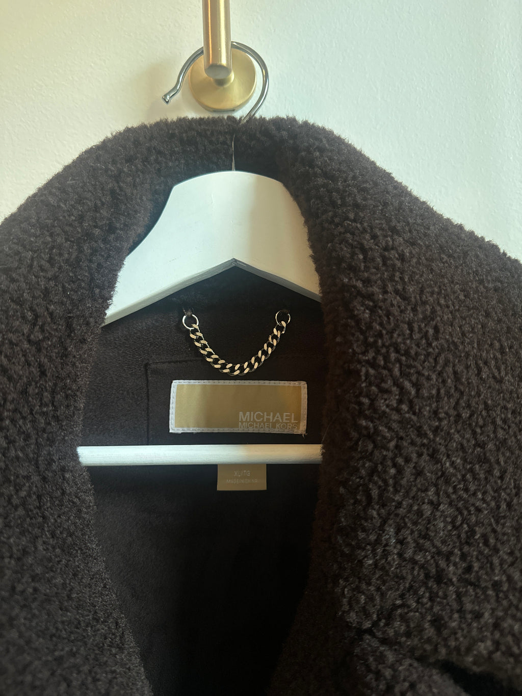 MICHAEL Michael Kors Chocolate Brown Teddy Coat XL