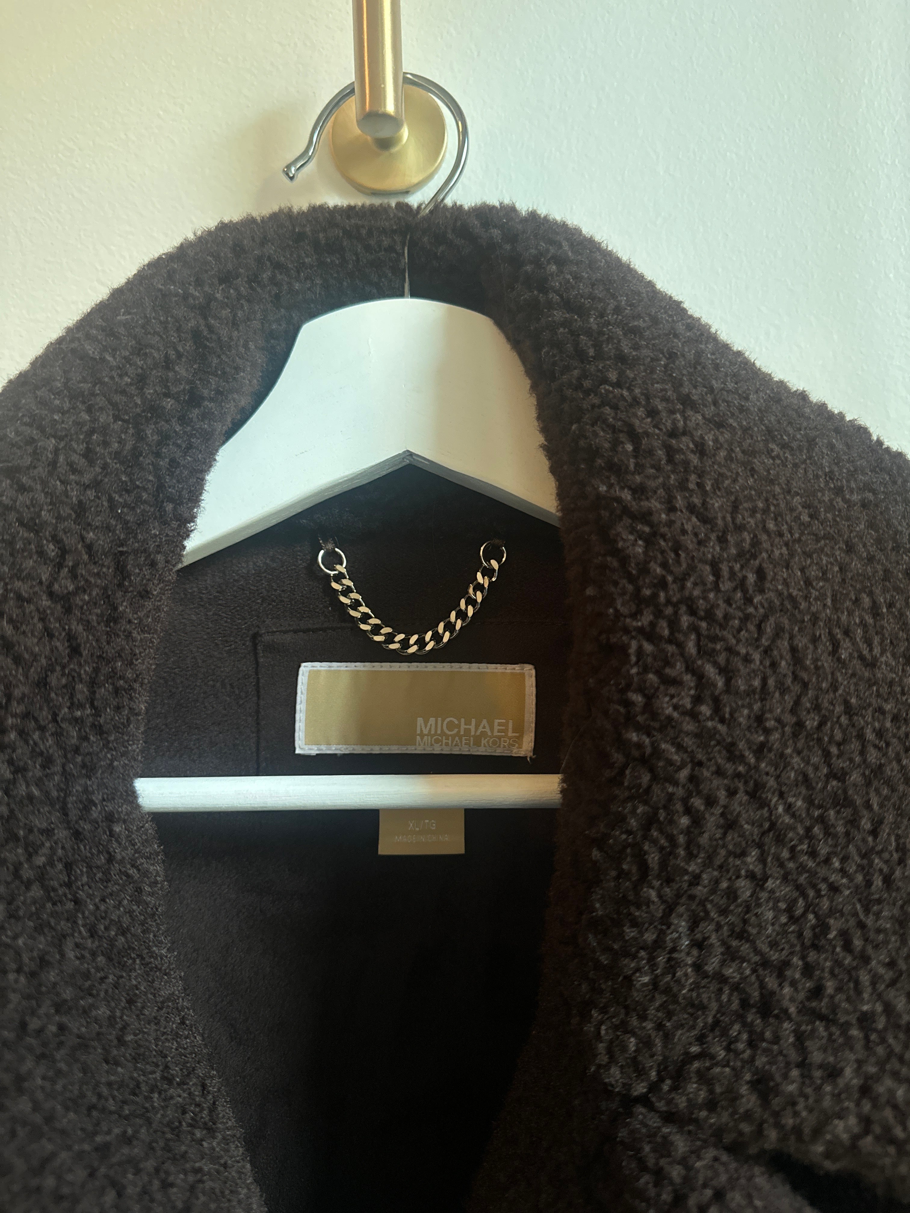 MICHAEL Michael Kors Chocolate Brown Teddy Coat XL