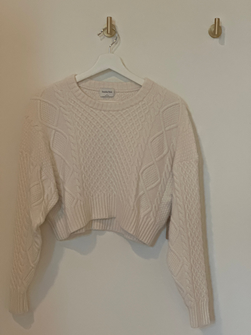 Sunday Best Merino Wool Cropped Cable-knit Sweater