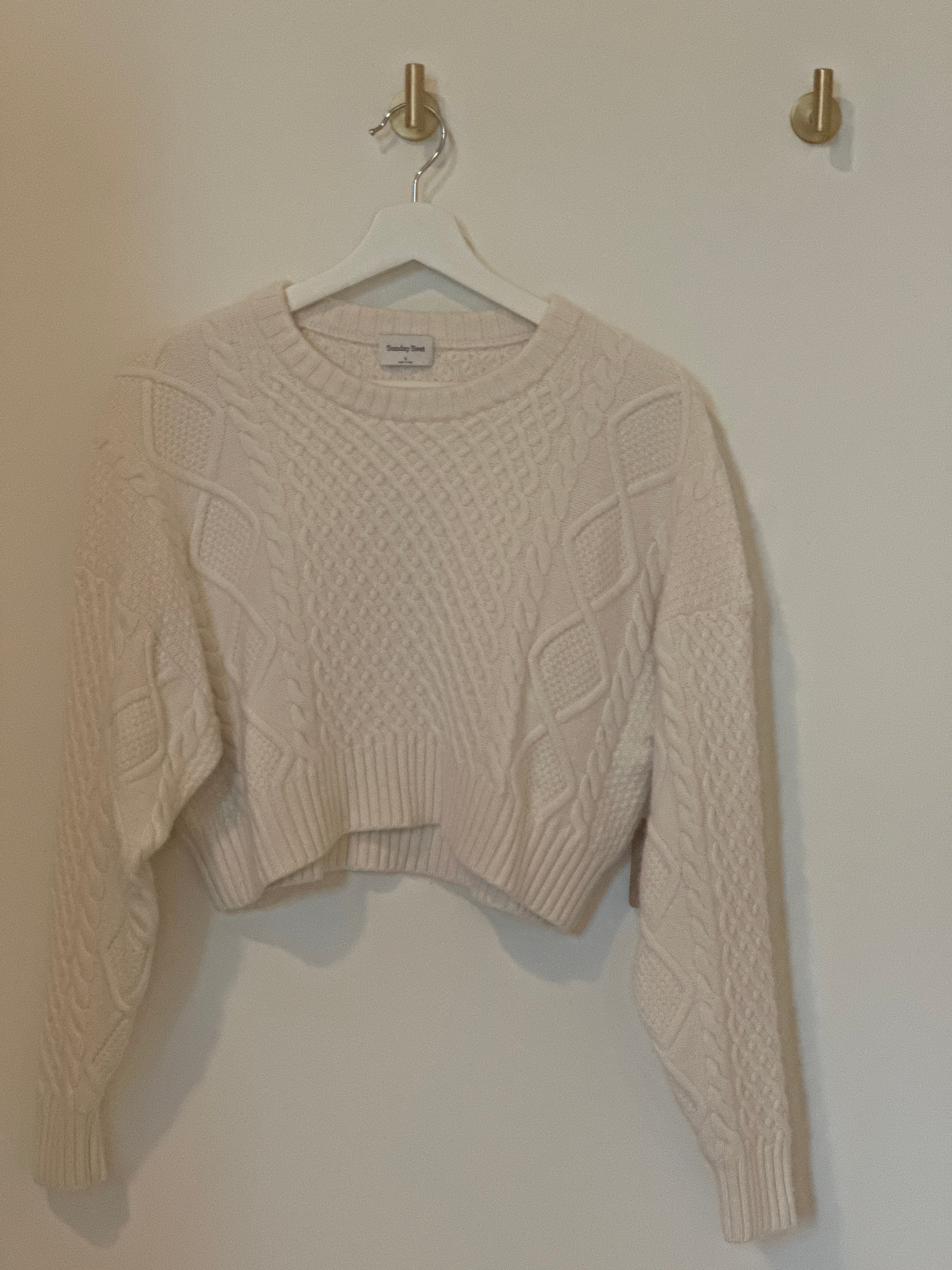 Sunday Best Merino Wool Cropped Cable-knit Sweater