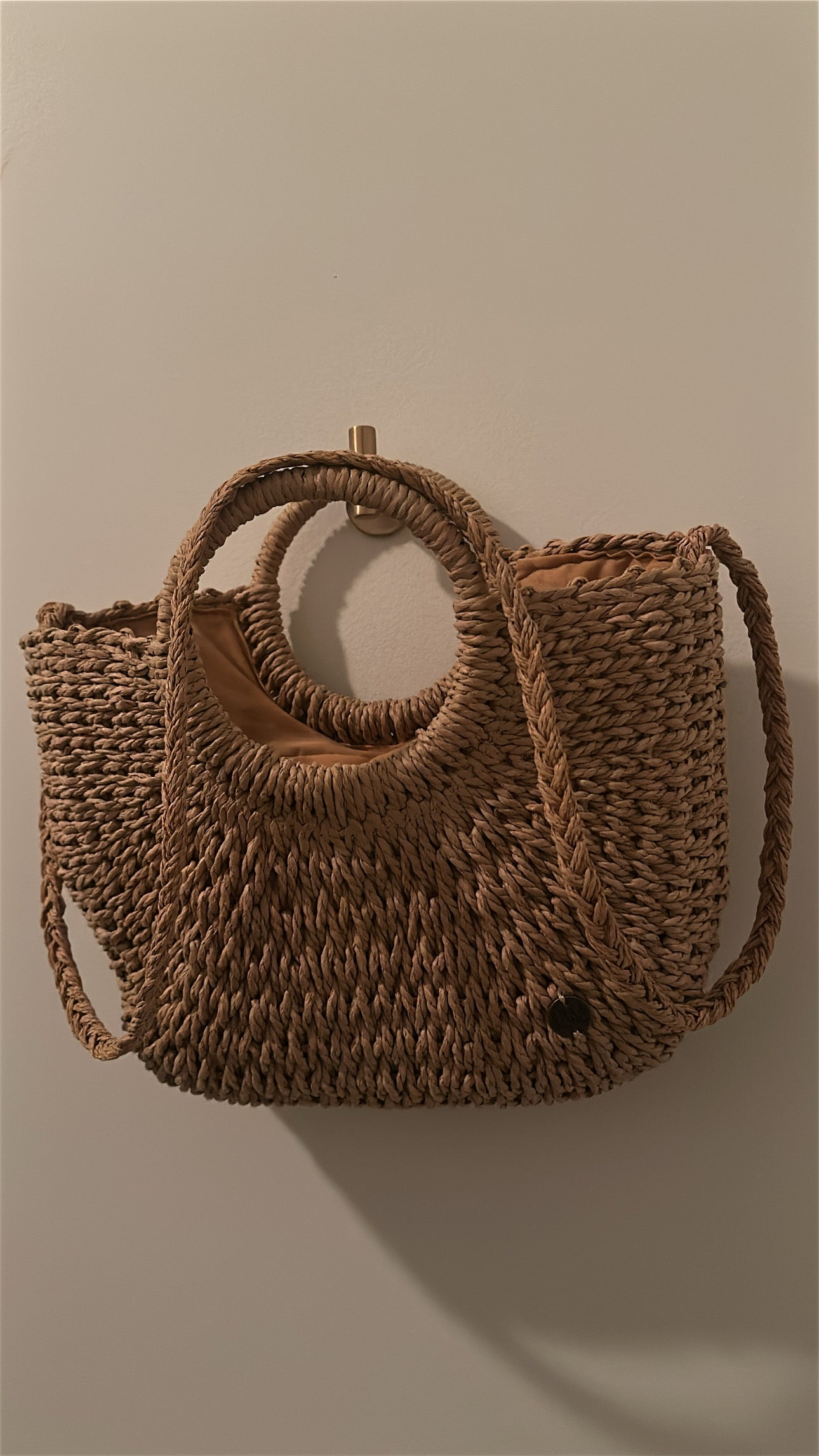 Billabong Woven Straw Tote with Circular Handles | O/S