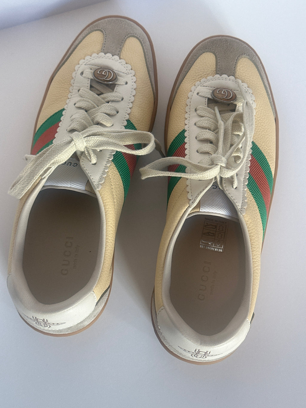 GUCCI G 74 GG Sneakers Bee Yellow Leather Suede Size 37