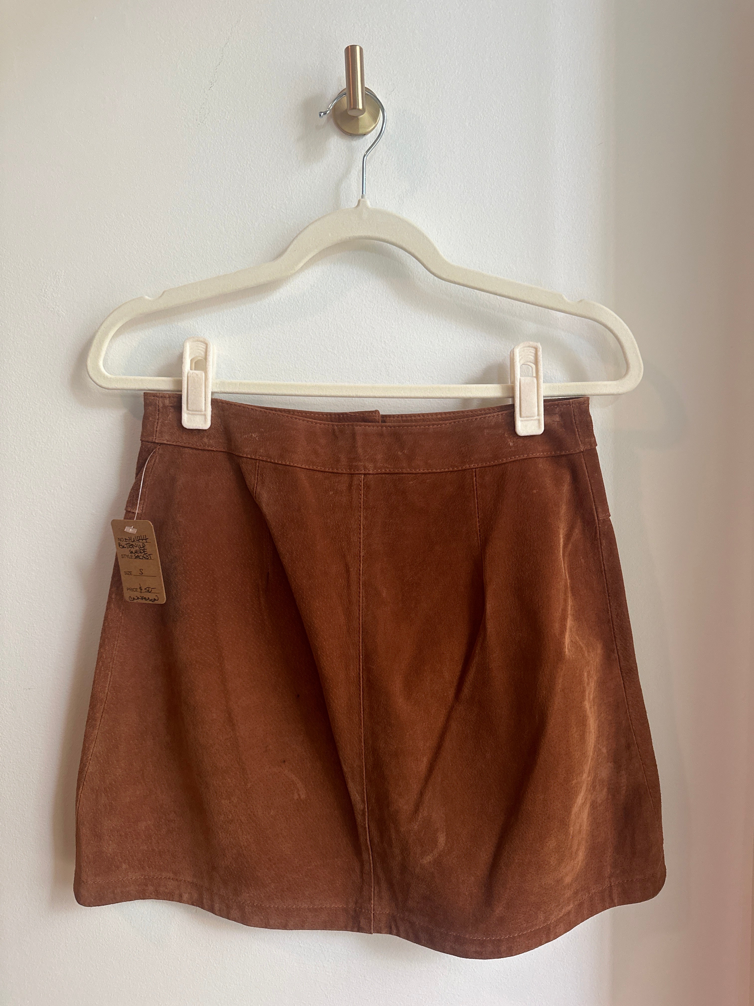 TWIK (Simons Exclusive) 100% Suede A-Line Mini Skirt – Cinnamon — Size S