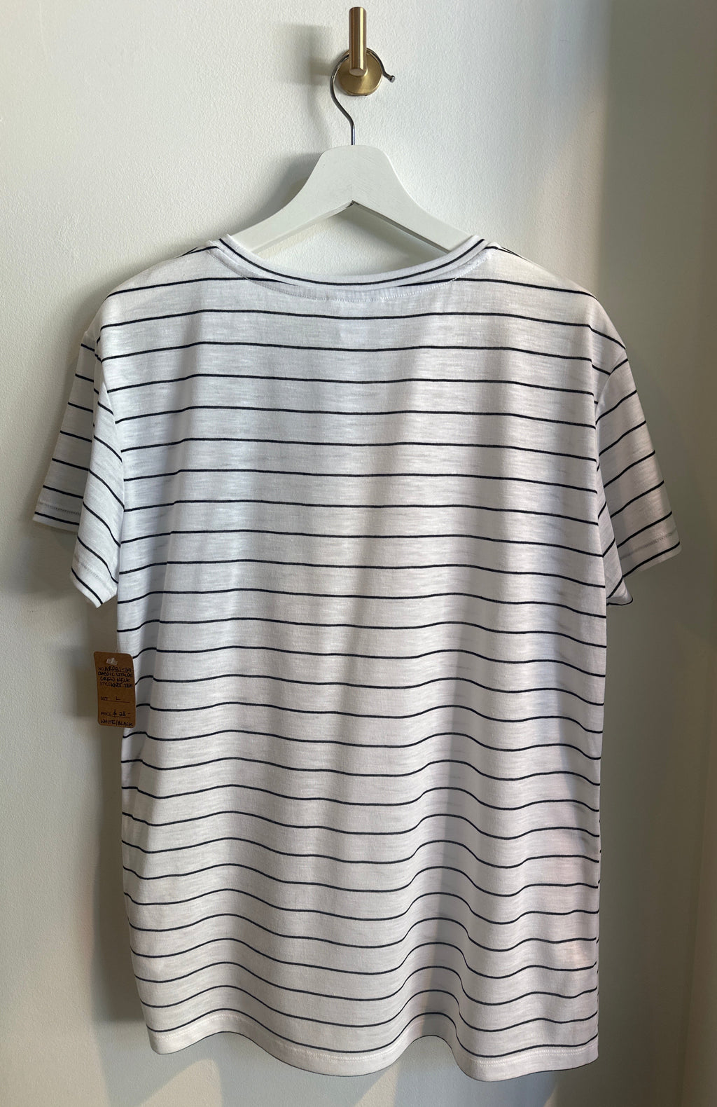Club Monaco Knotted Stripe Tee | Size L | White/Black Stripe