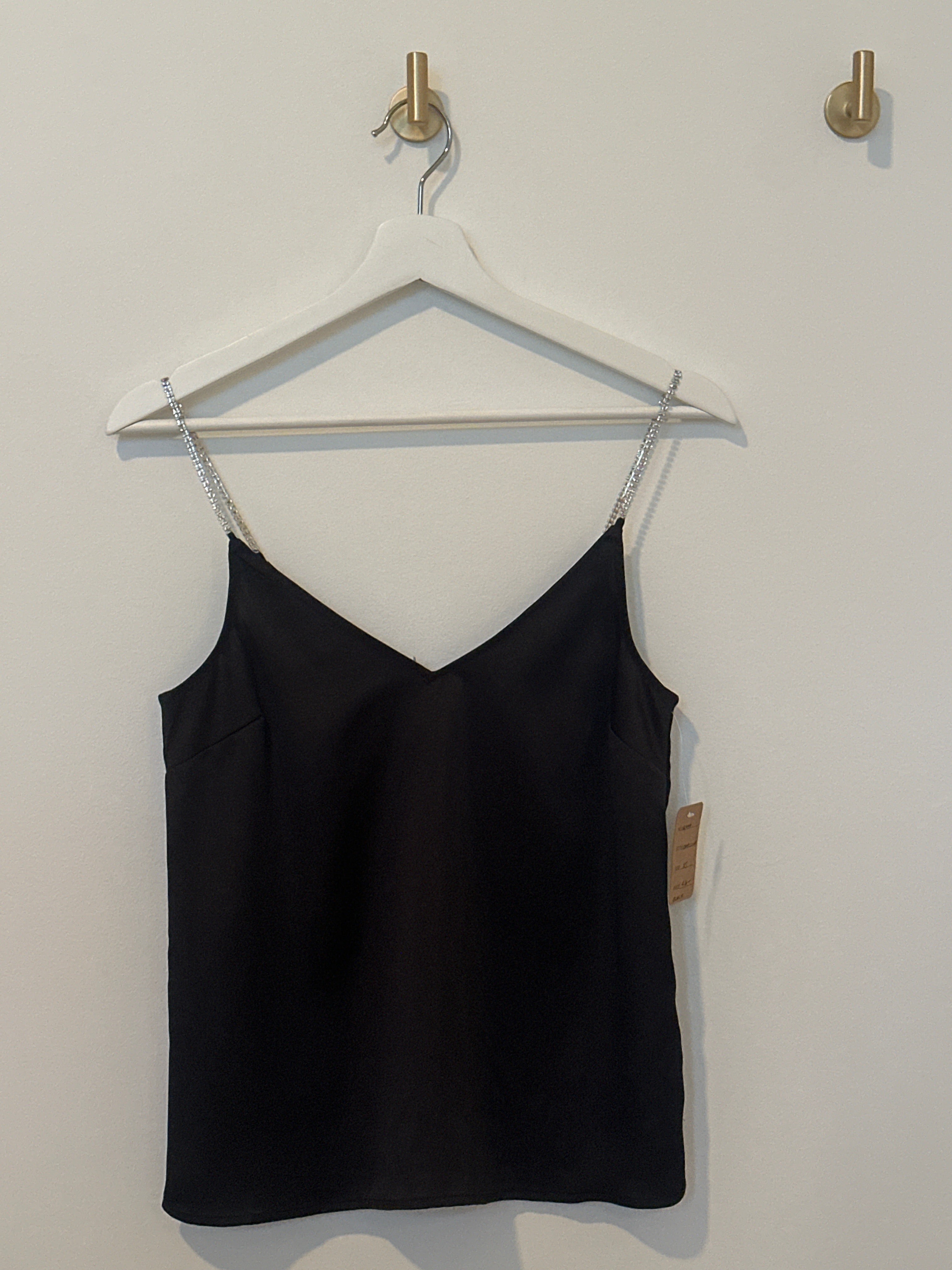 H&M Black Camisole with Rhinestone Spaghetti Straps
