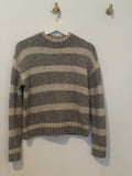 Cotton Emporium Crew Neck Grey and White Striped Sweater