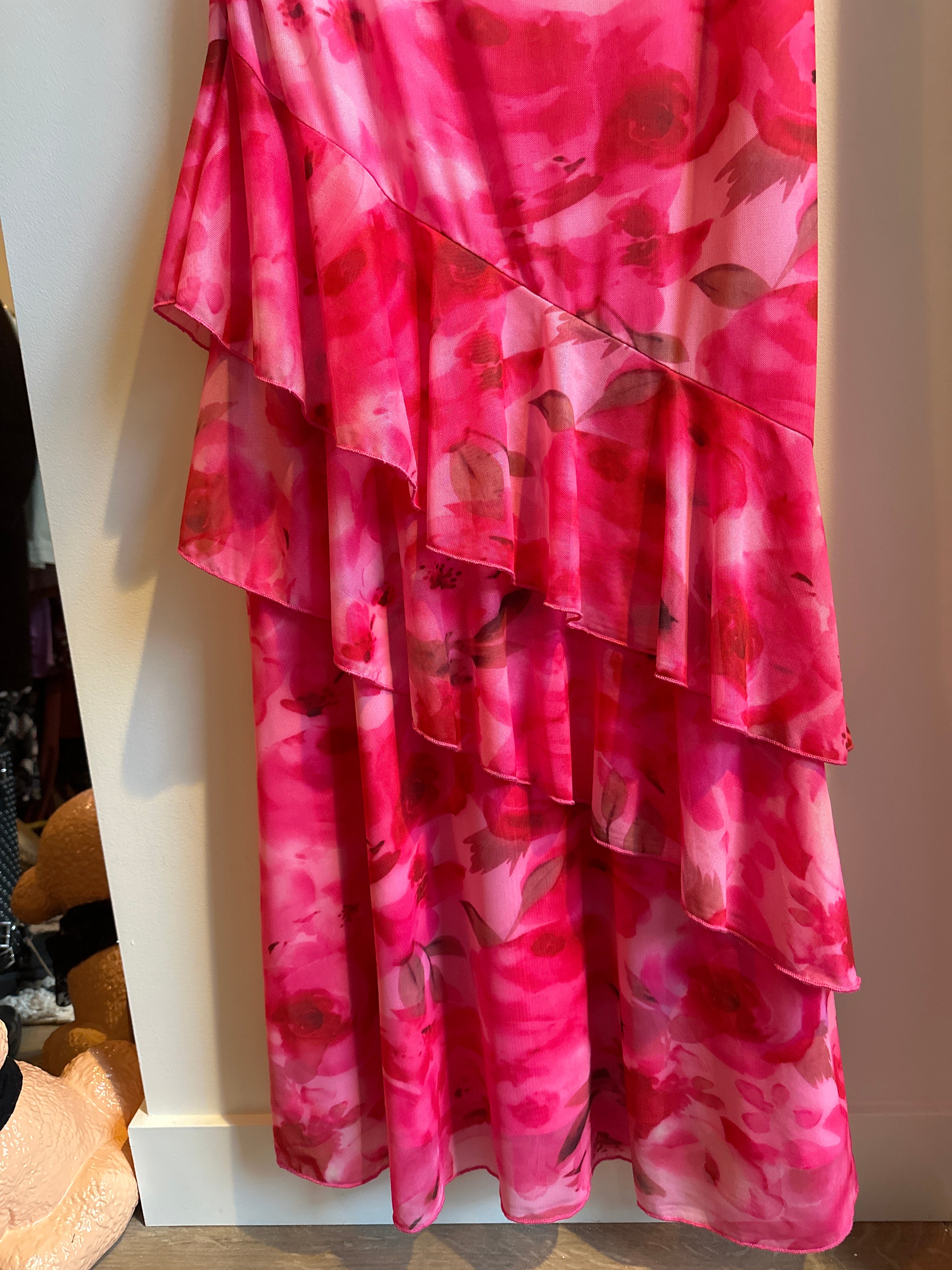 Pretty Garden Tiered Tank Dress — Pink Floral | Size L