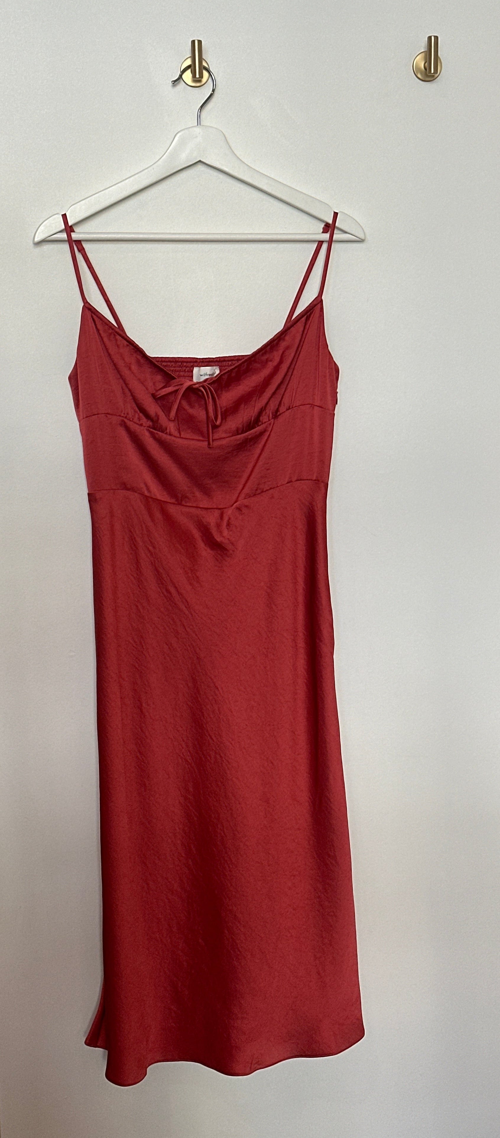 Wilfred Satin Tie V-Key Hole Slip Dress — Size 8
