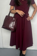 Zara Crocodile Style Purse | Burgundy Wine | Medium Size
