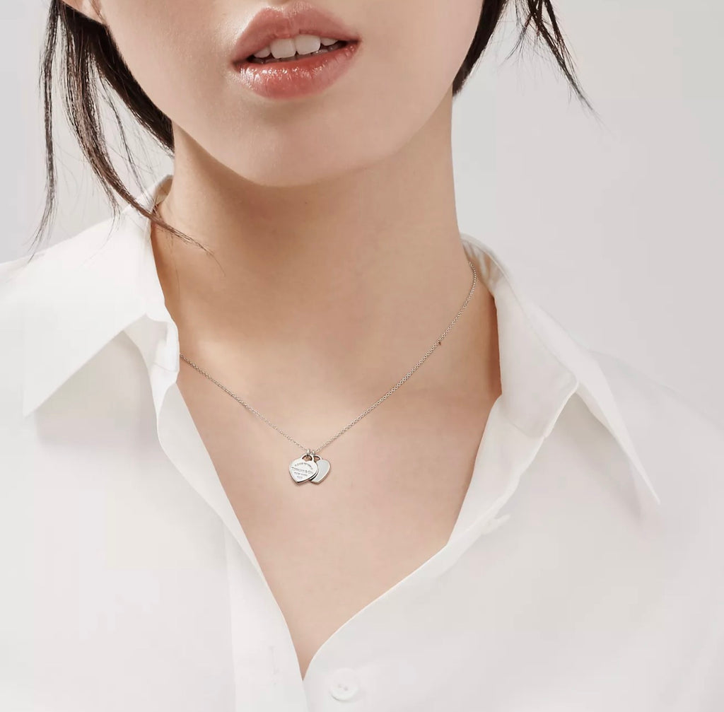 Tiffany & Co. Double Heart Tag Pendant in Silver, Mini
